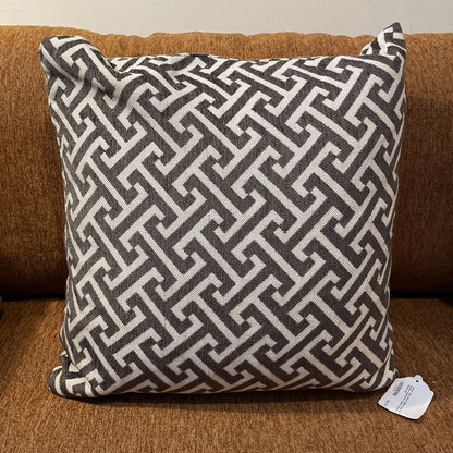 Urban Chic Down Filled Cream & Brown Geometric Square Accent Pillow U PILLOWS