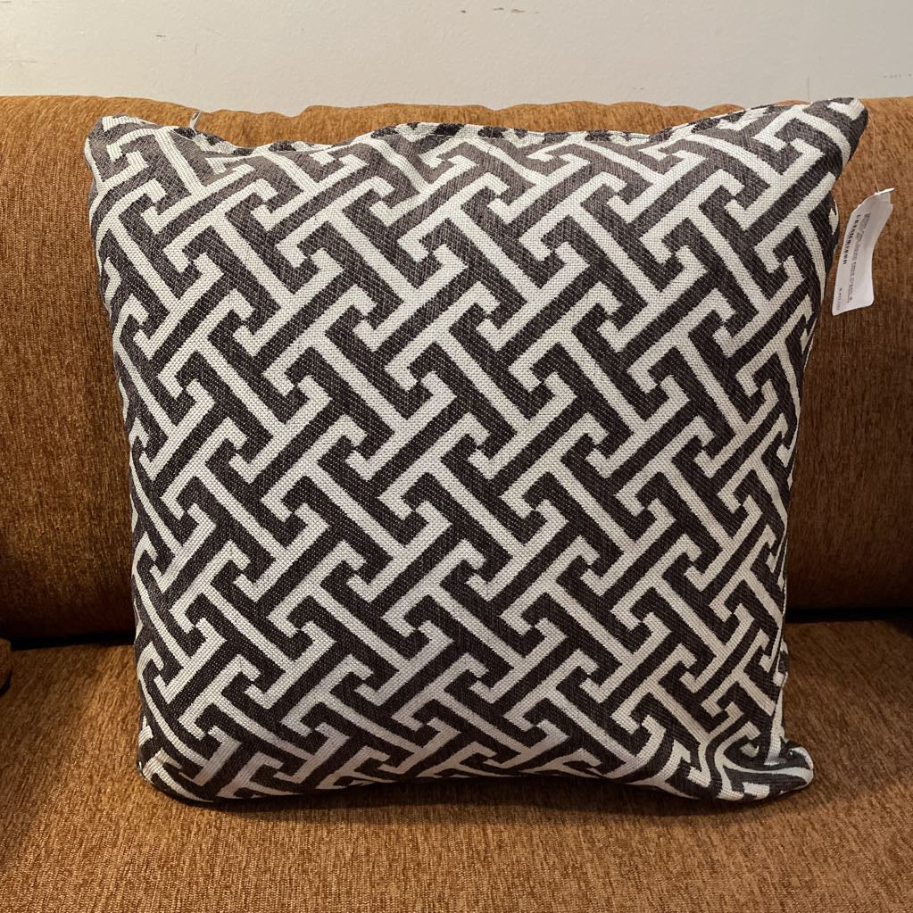 Urban Chic Down Filled Cream & Brown Geometric Square Accent Pillow U PILLOWS