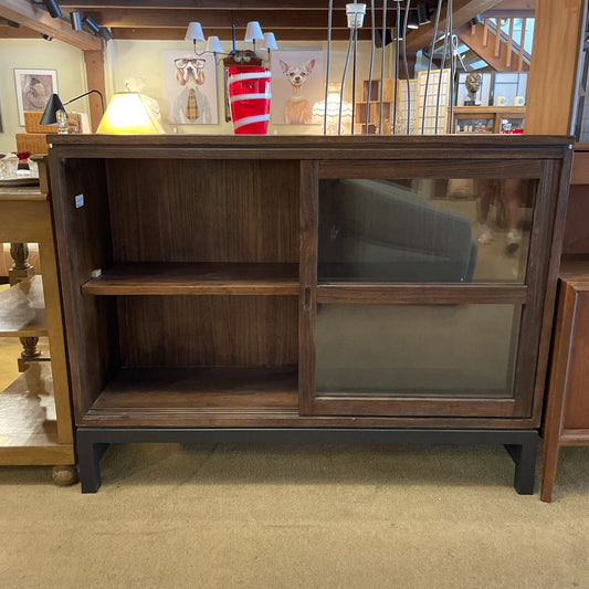 Dark Wood Sliding Door Midheight Display Cabinet C CABINETS