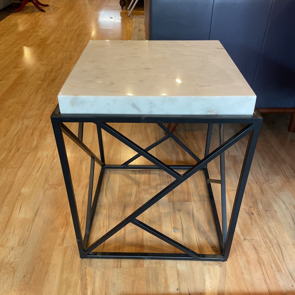 Marble Top Square Metal End Table C SIDE TABLES