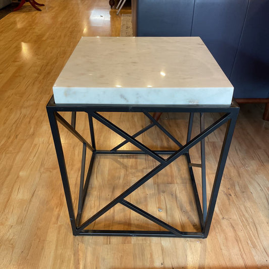 Marble Top Square Metal End Table C SIDE TABLES