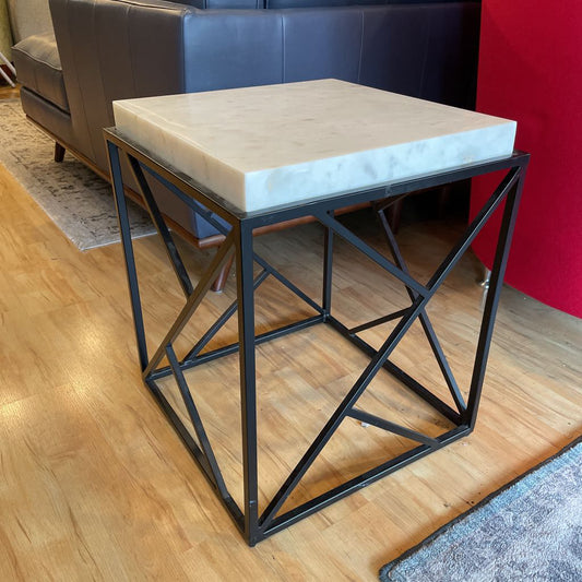 Marble Top Square Metal End Table C SIDE TABLES