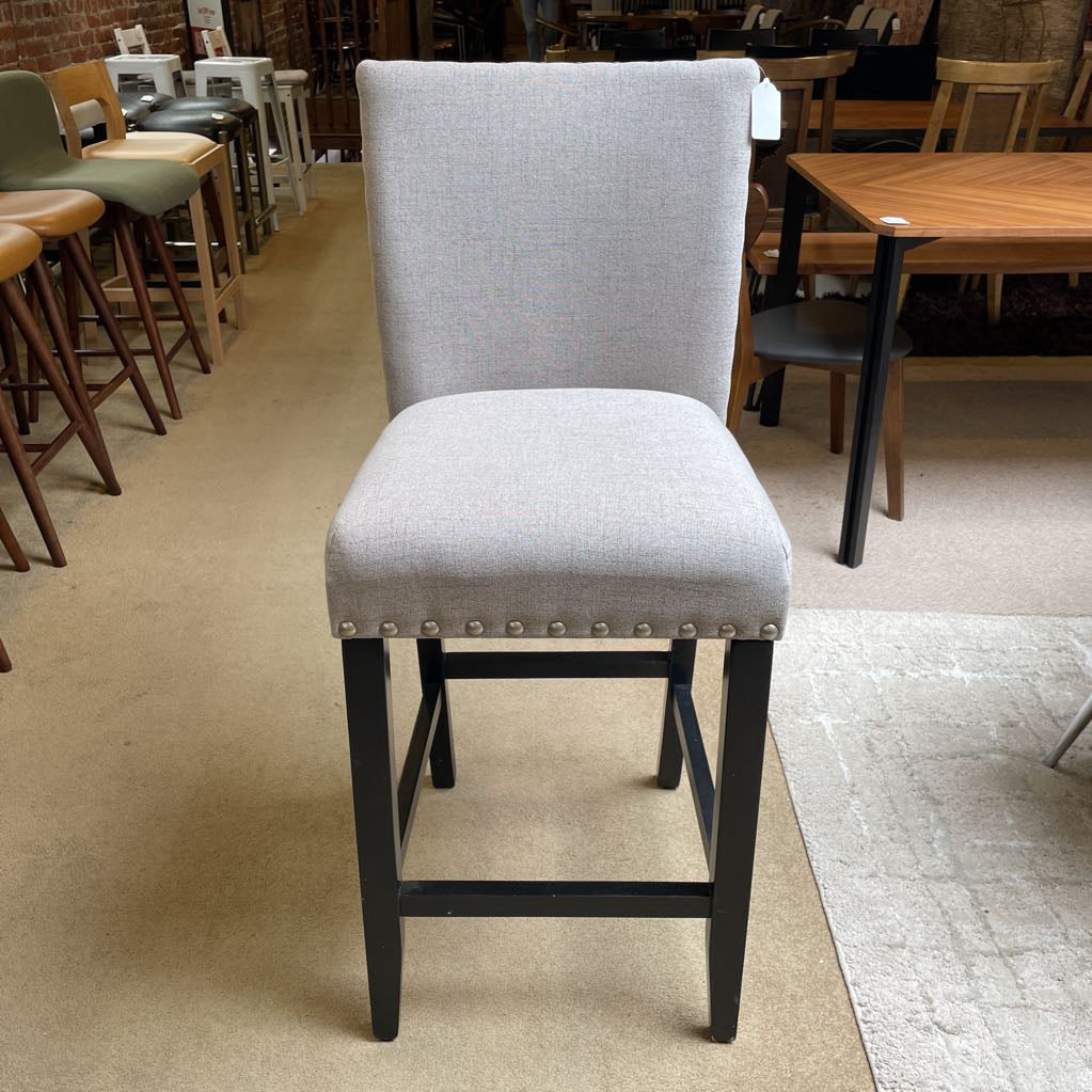 Grey Nailhead Bar Stool C STOOLS