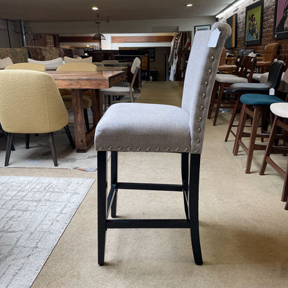 Grey Nailhead Bar Stool C STOOLS
