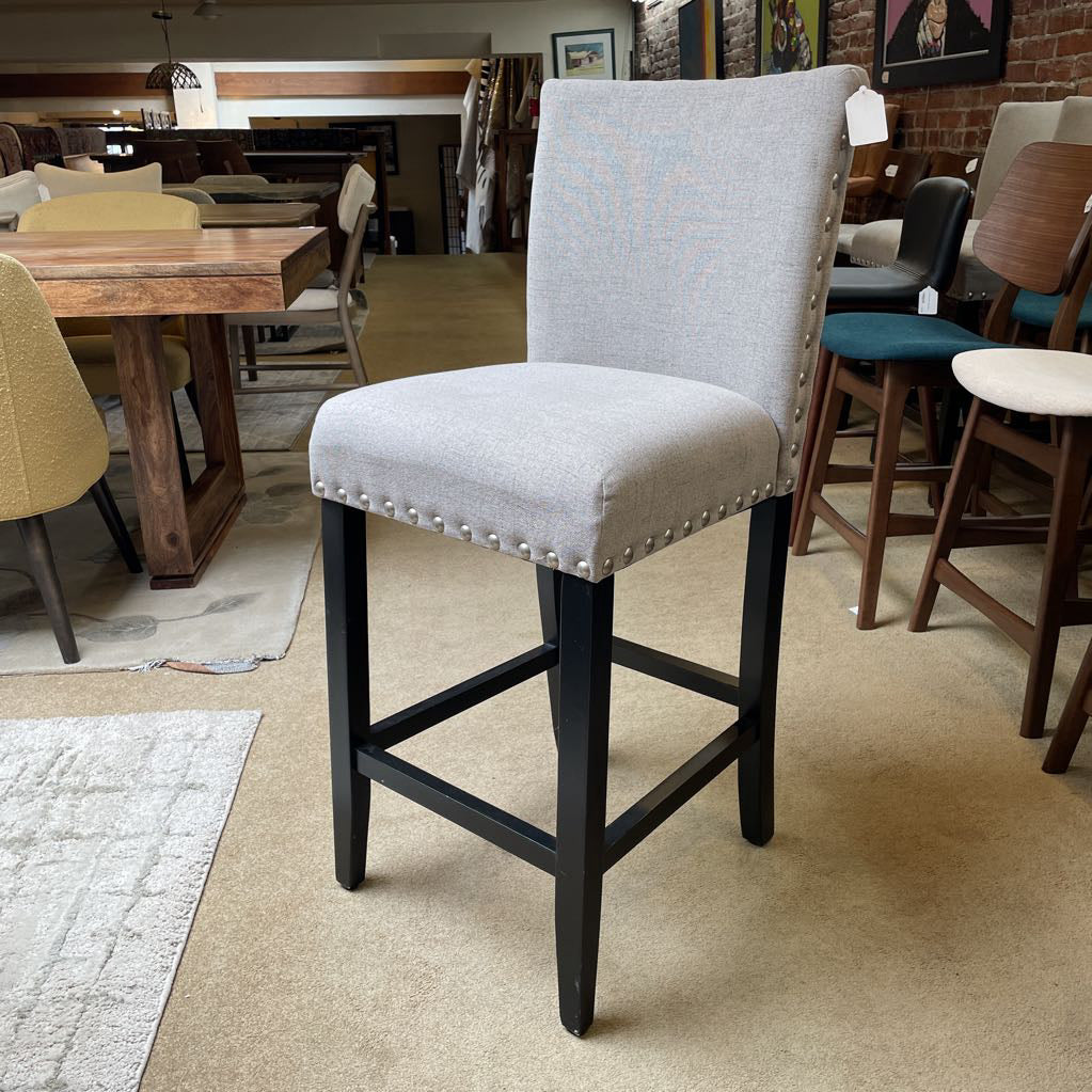 Grey Nailhead Bar Stool C STOOLS