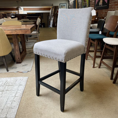 Grey Nailhead Bar Stool C STOOLS