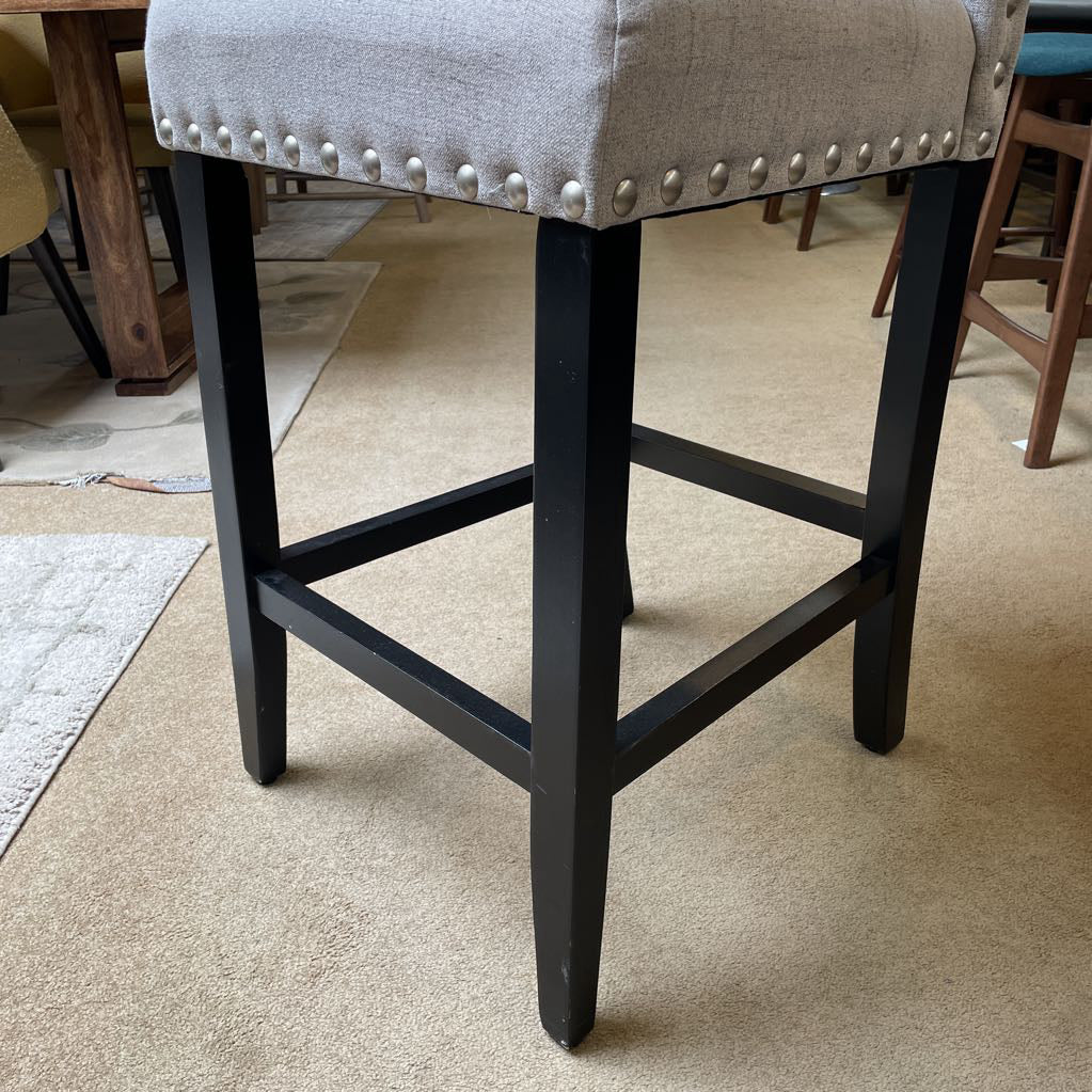 Grey Nailhead Bar Stool C STOOLS
