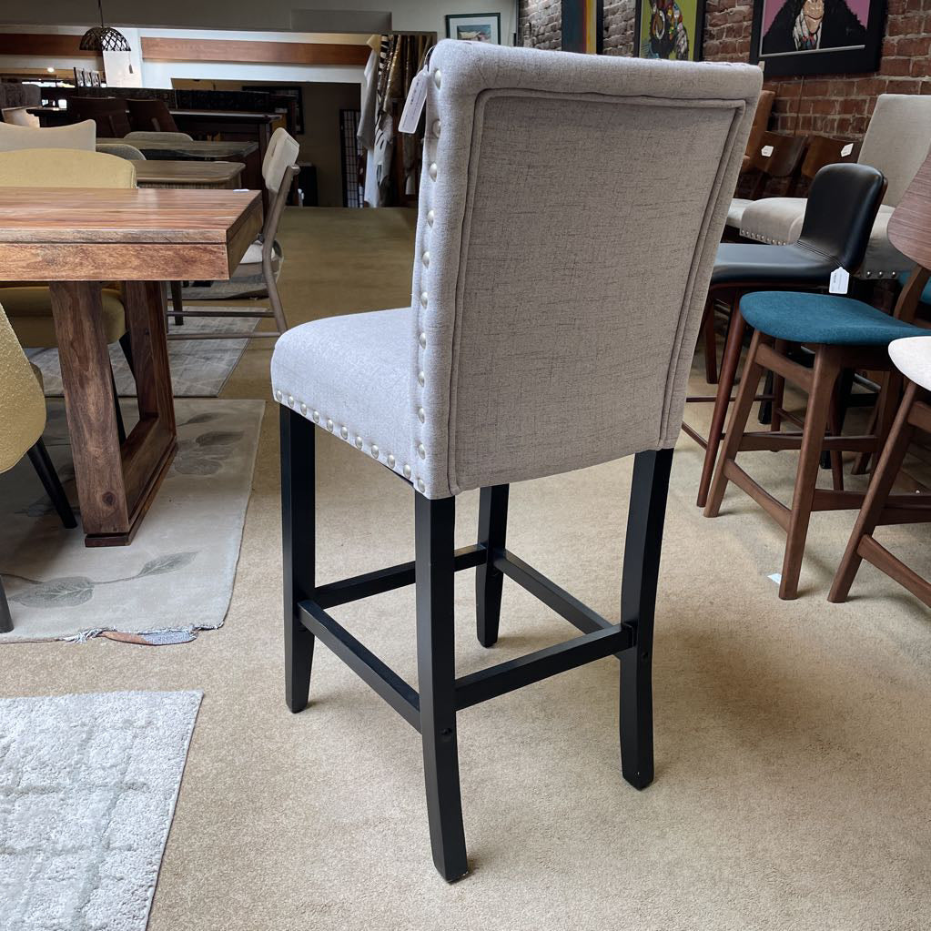 Grey Nailhead Bar Stool C STOOLS