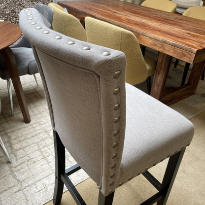 Grey Nailhead Bar Stool C STOOLS