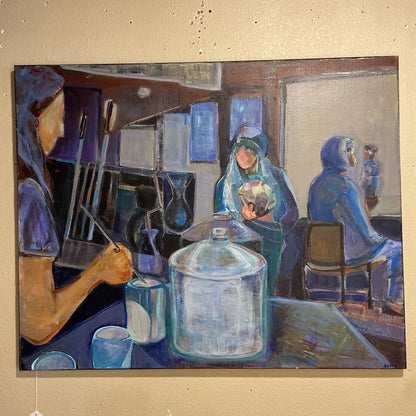 Linda Jo Duffy Acrylic Blue Coffee Bar Art