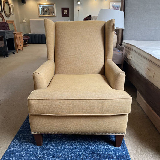 Gold Wingback w Nailhead Accent Chair (AS IS) U ACCENT CHAIRS