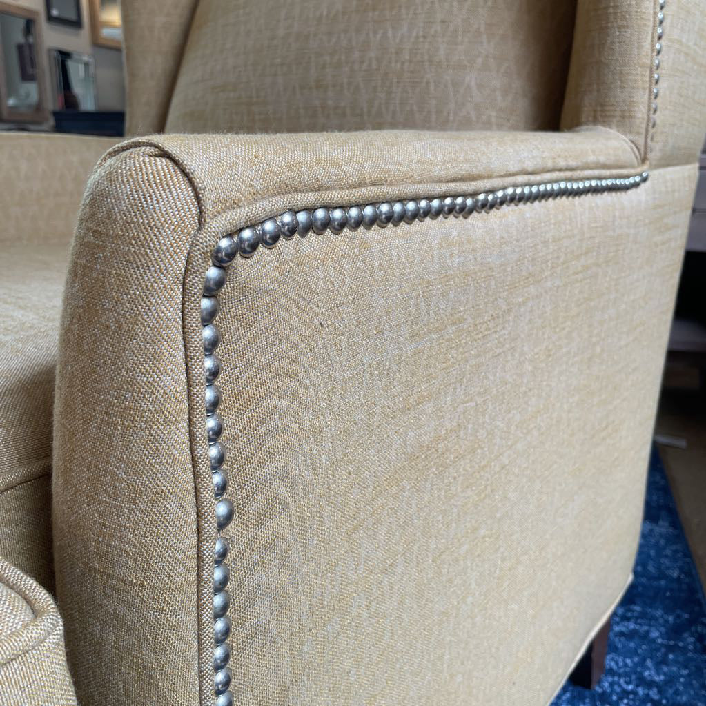 Gold Wingback w Nailhead Accent Chair (AS IS) U ACCENT CHAIRS