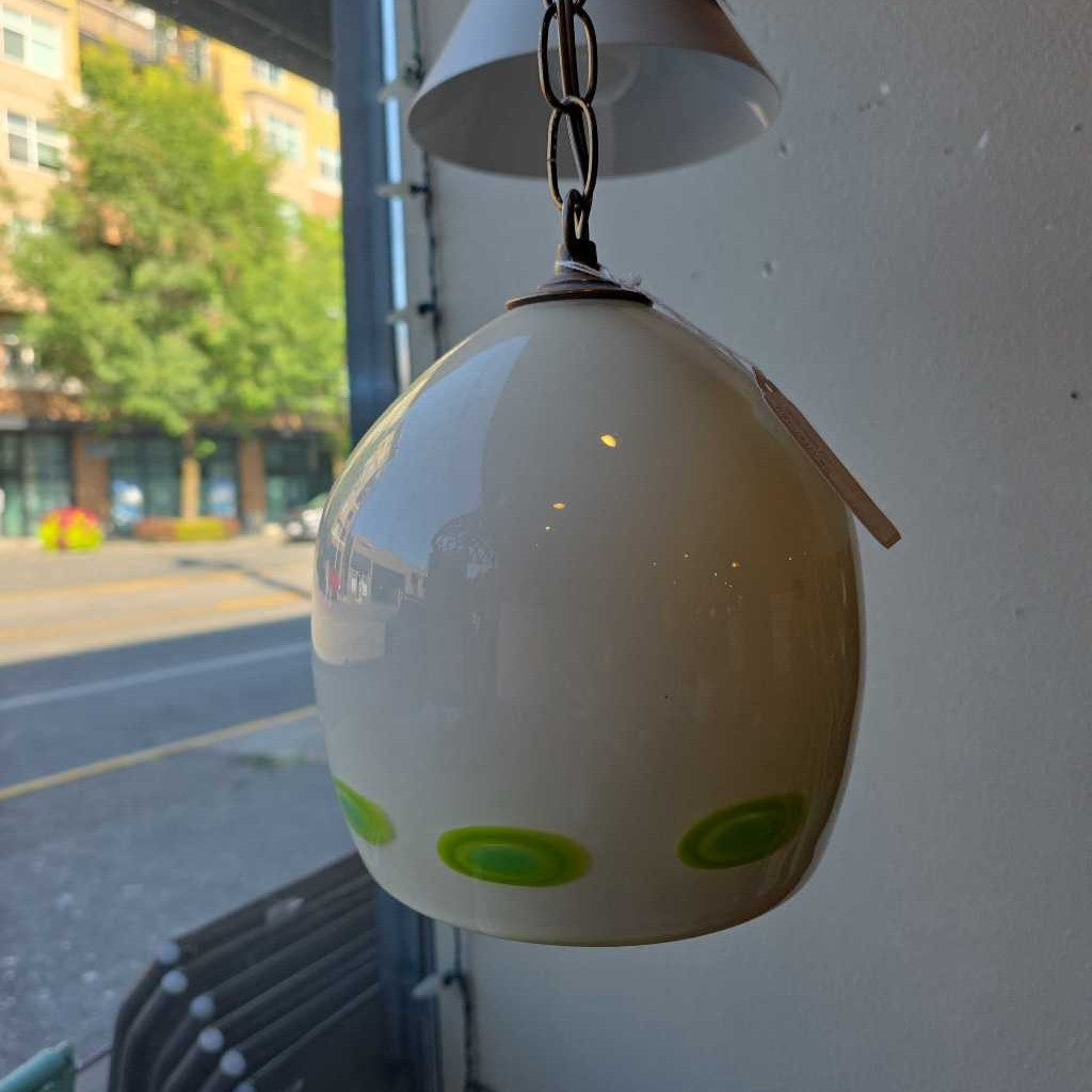 MCM Glass Pandant Lamp w Green Dots