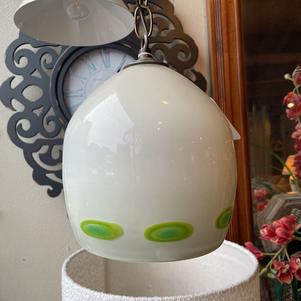 MCM Glass Pandant Lamp w Green Dots