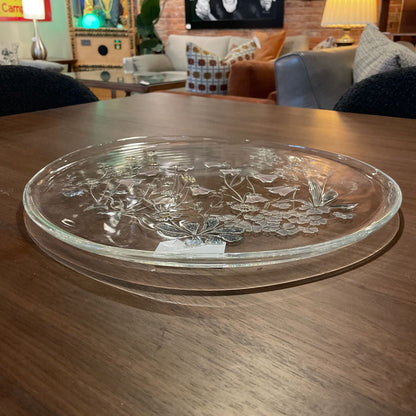 Lg. Round Glass Floral Theme Platter