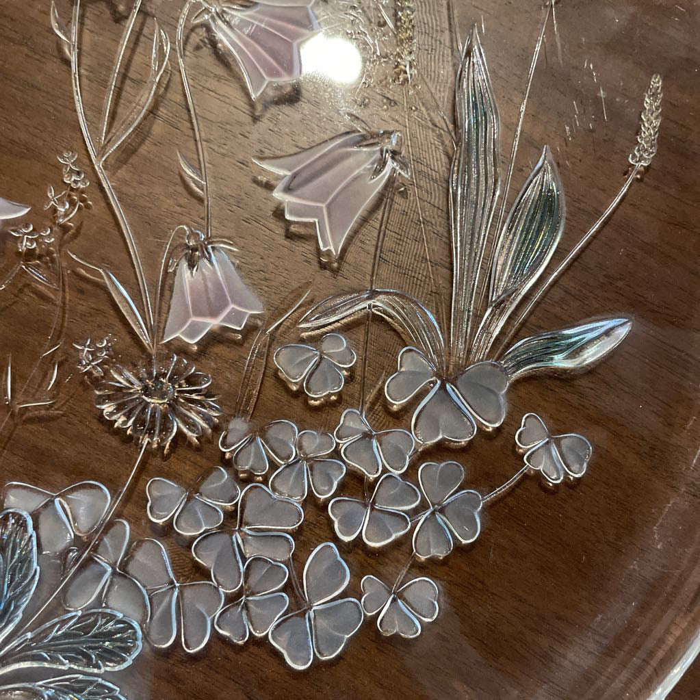 Lg. Round Glass Floral Theme Platter