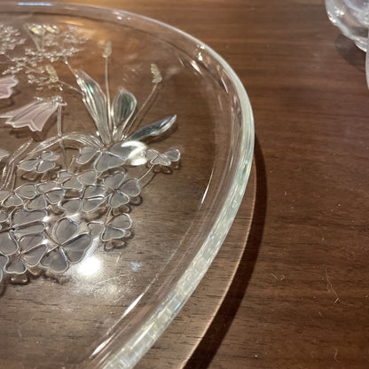 Lg. Round Glass Floral Theme Platter