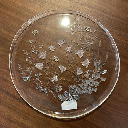 Lg. Round Glass Floral Theme Platter
