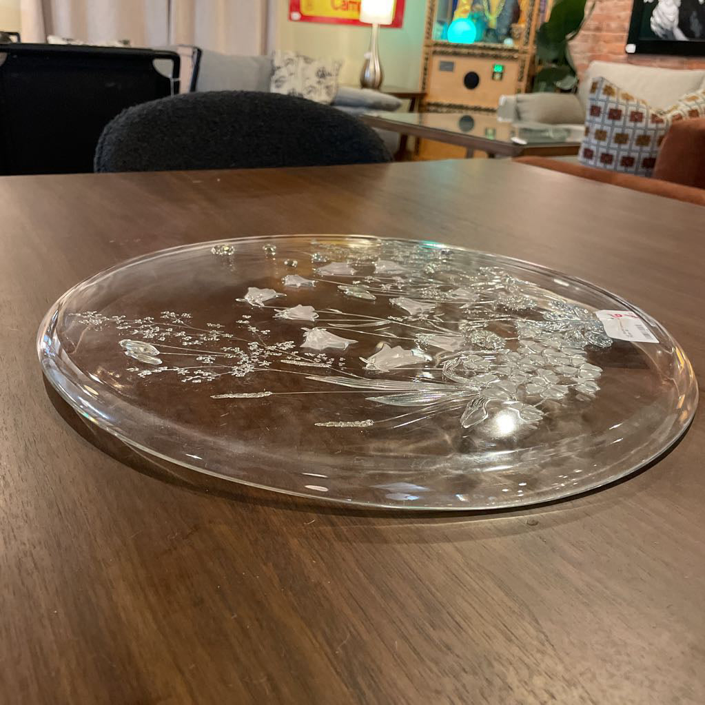 Lg. Round Glass Floral Theme Platter