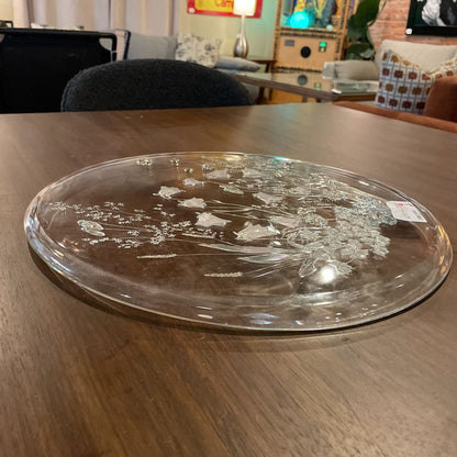 Lg. Round Glass Floral Theme Platter