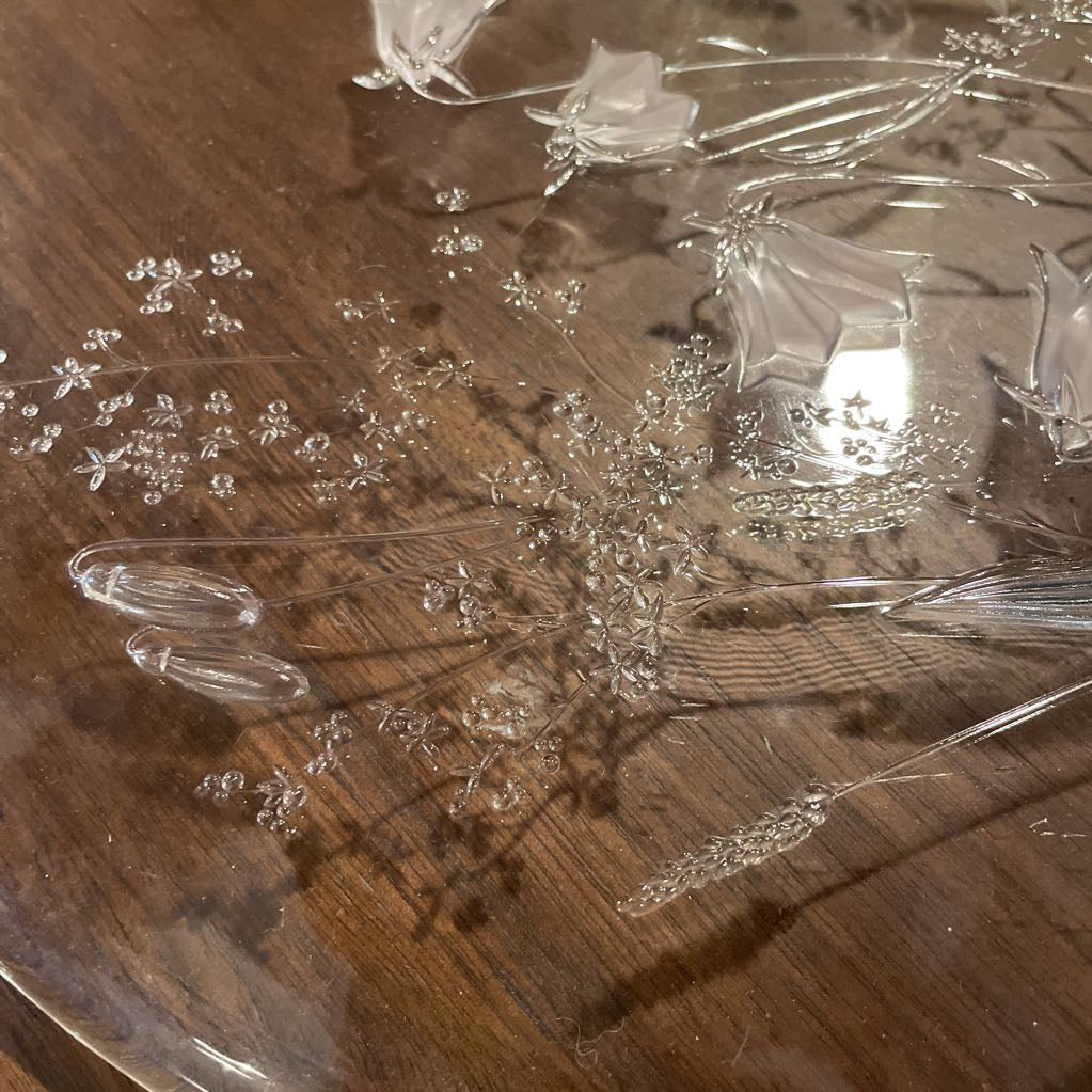 Lg. Round Glass Floral Theme Platter