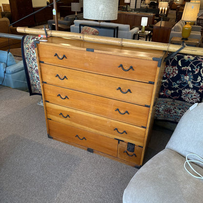 Antique 19th Century Japanese Traveling Tonsu Chest w/ Bamboo Pole