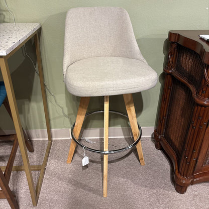 Bamboo Swivel Bar Stool w/ Microfiber Upholstery