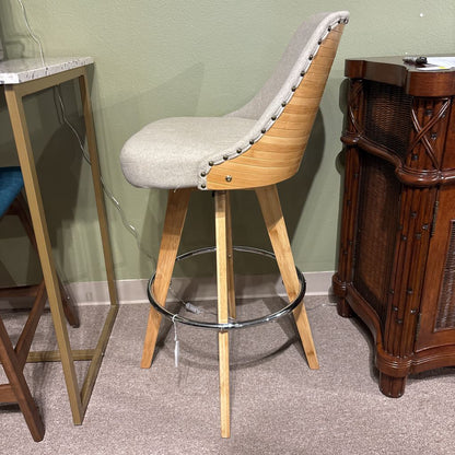 Bamboo Swivel Bar Stool w/ Microfiber Upholstery
