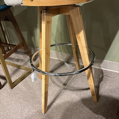 Bamboo Swivel Bar Stool w/ Microfiber Upholstery
