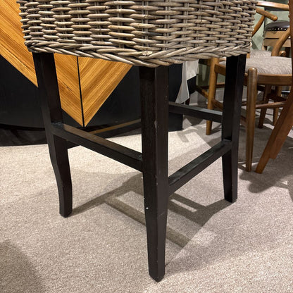 Grey Rattan Bar Stool w/ Seat Cushion