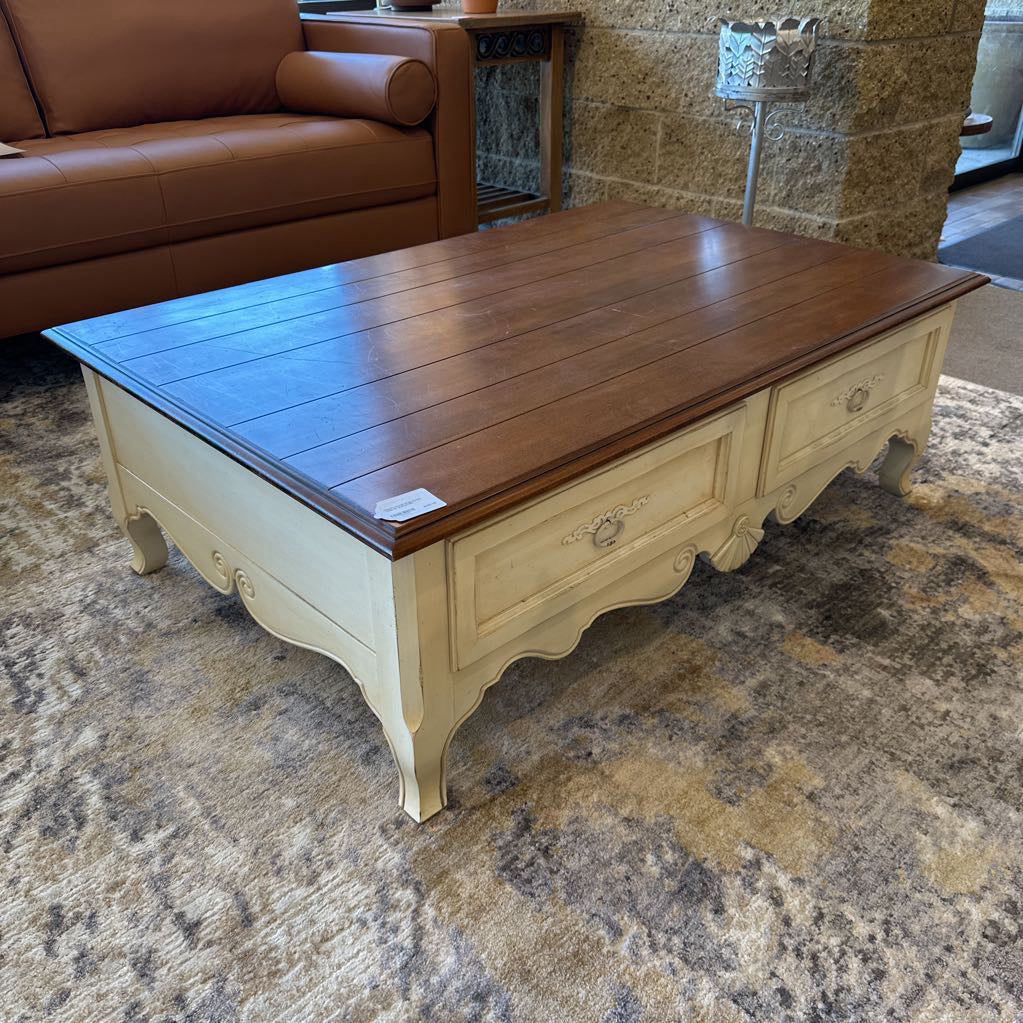 Country French Style Coffee Table w/ Drawers C COFFEE TABLES