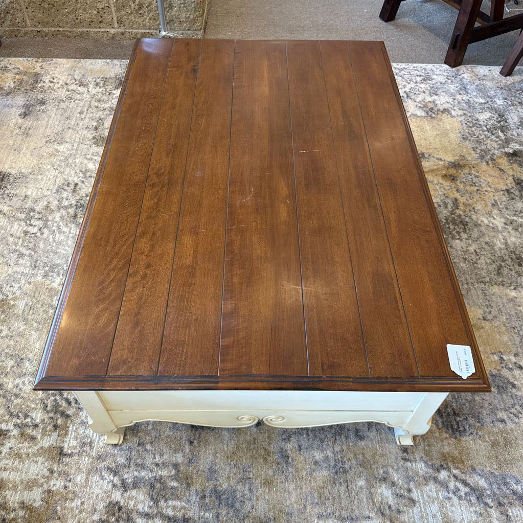 Country French Style Coffee Table w/ Drawers