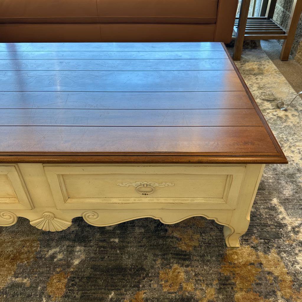 Country French Style Coffee Table w/ Drawers C COFFEE TABLES