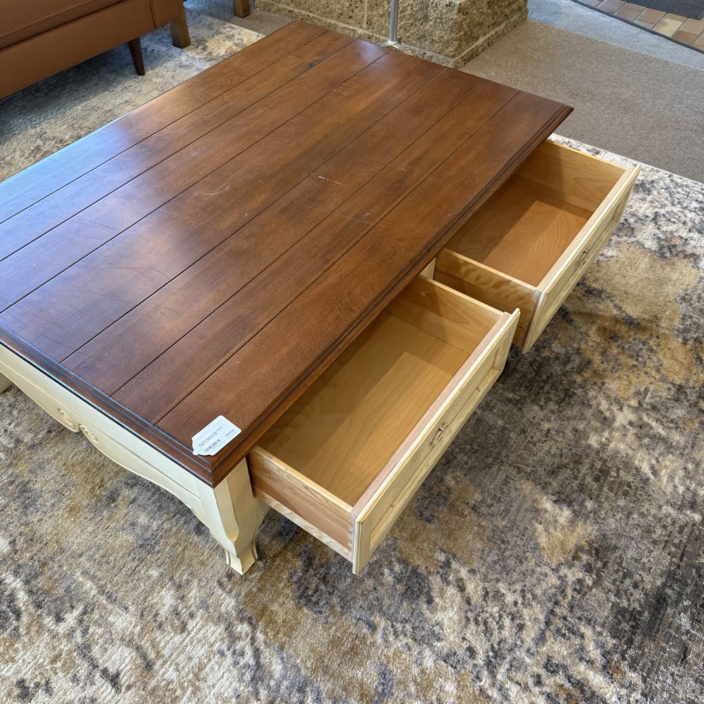 Country French Style Coffee Table w/ Drawers