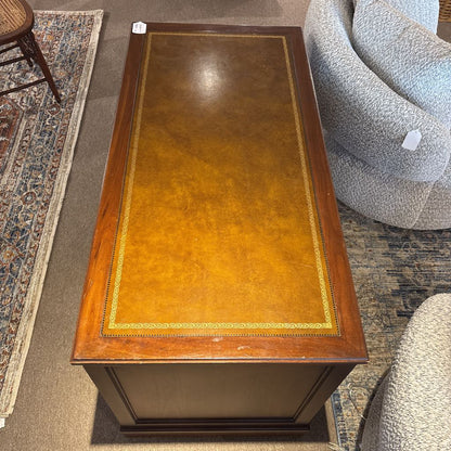 Vintage Mahogany Pedestal Desk w/ Leather Top