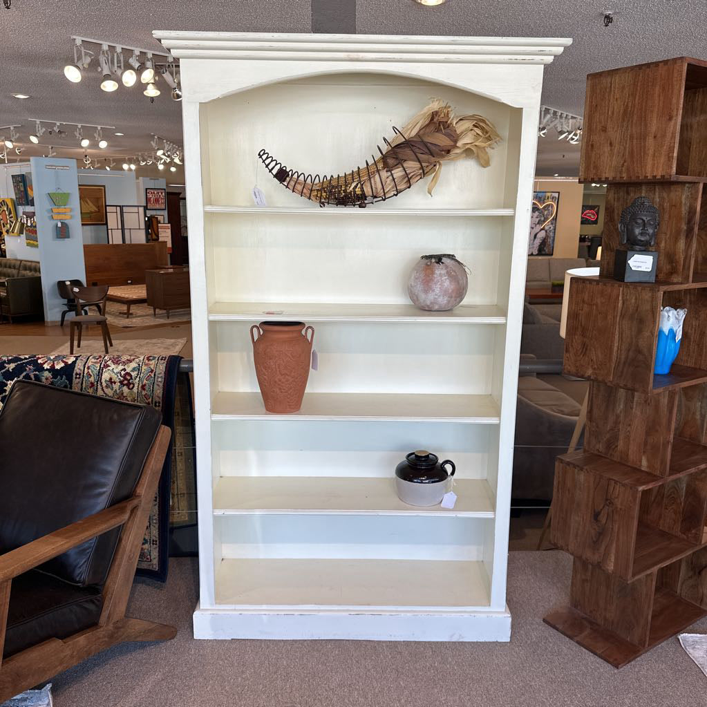 Cream Distressed Bookcase C BOOKSHELVES