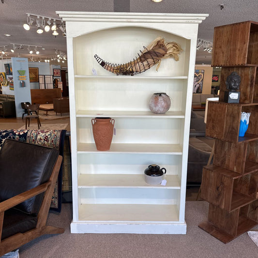 Cream Distressed Bookcase C BOOKSHELVES