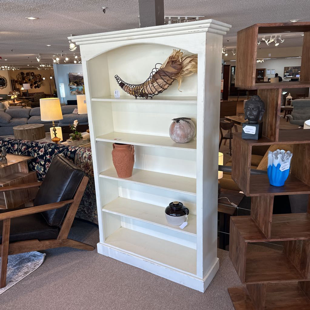 Cream Distressed Bookcase C BOOKSHELVES