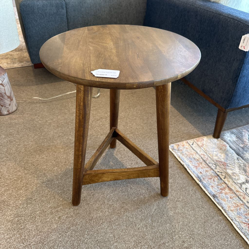 Round Mango Wood Side Table