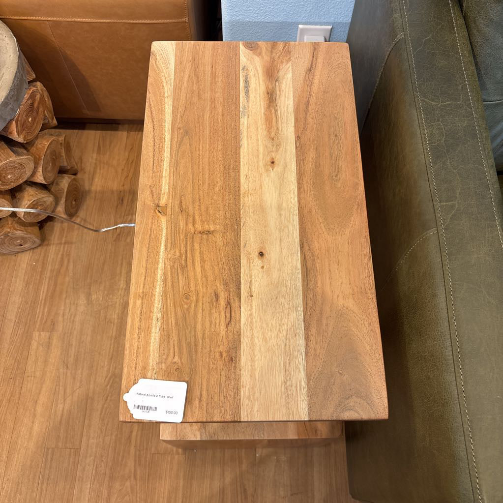 Natural Acacia 2 Cube Shelf C BOOKSHELVES