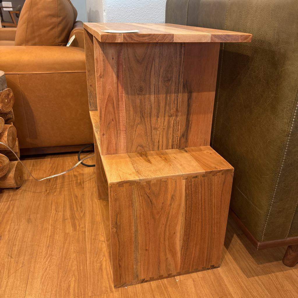 Natural Acacia 2 Cube Shelf C BOOKSHELVES