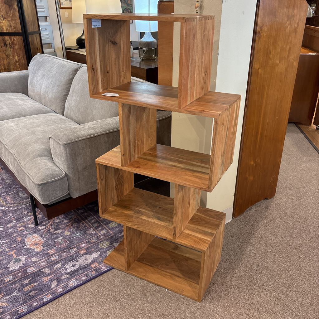 Natural Acacia 4 Cube Shelf C BOOKSHELVES