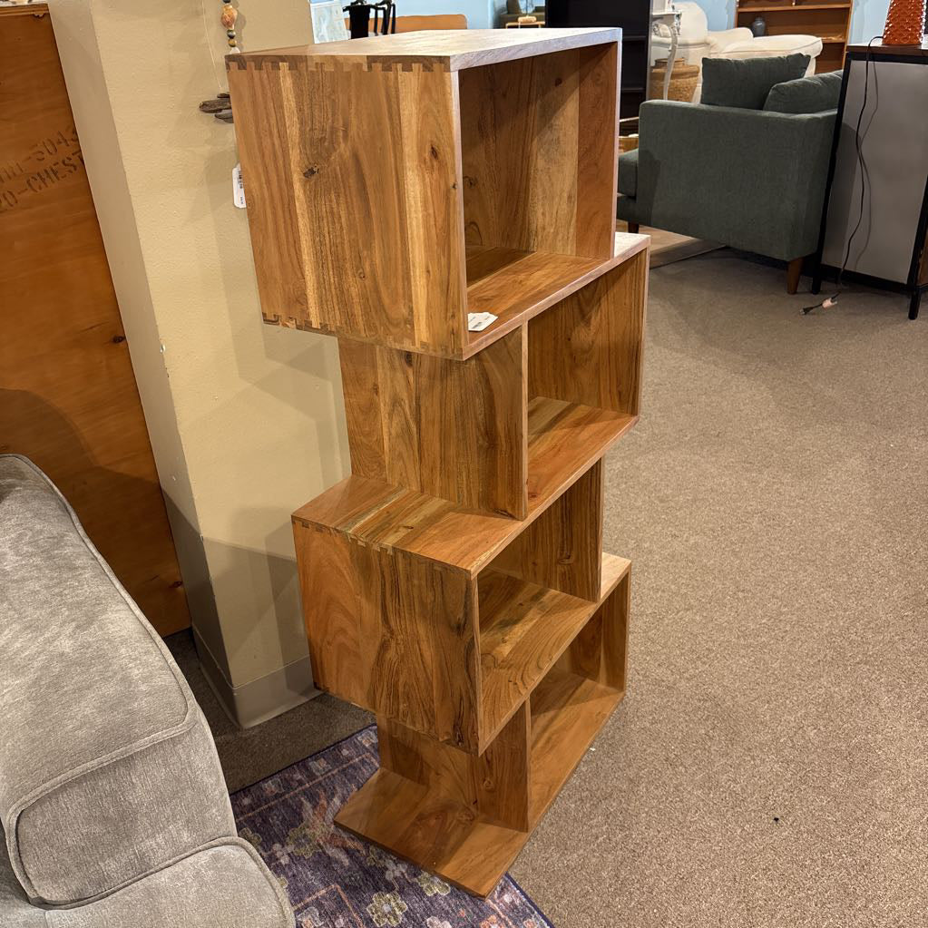 Natural Acacia 4 Cube Shelf C BOOKSHELVES