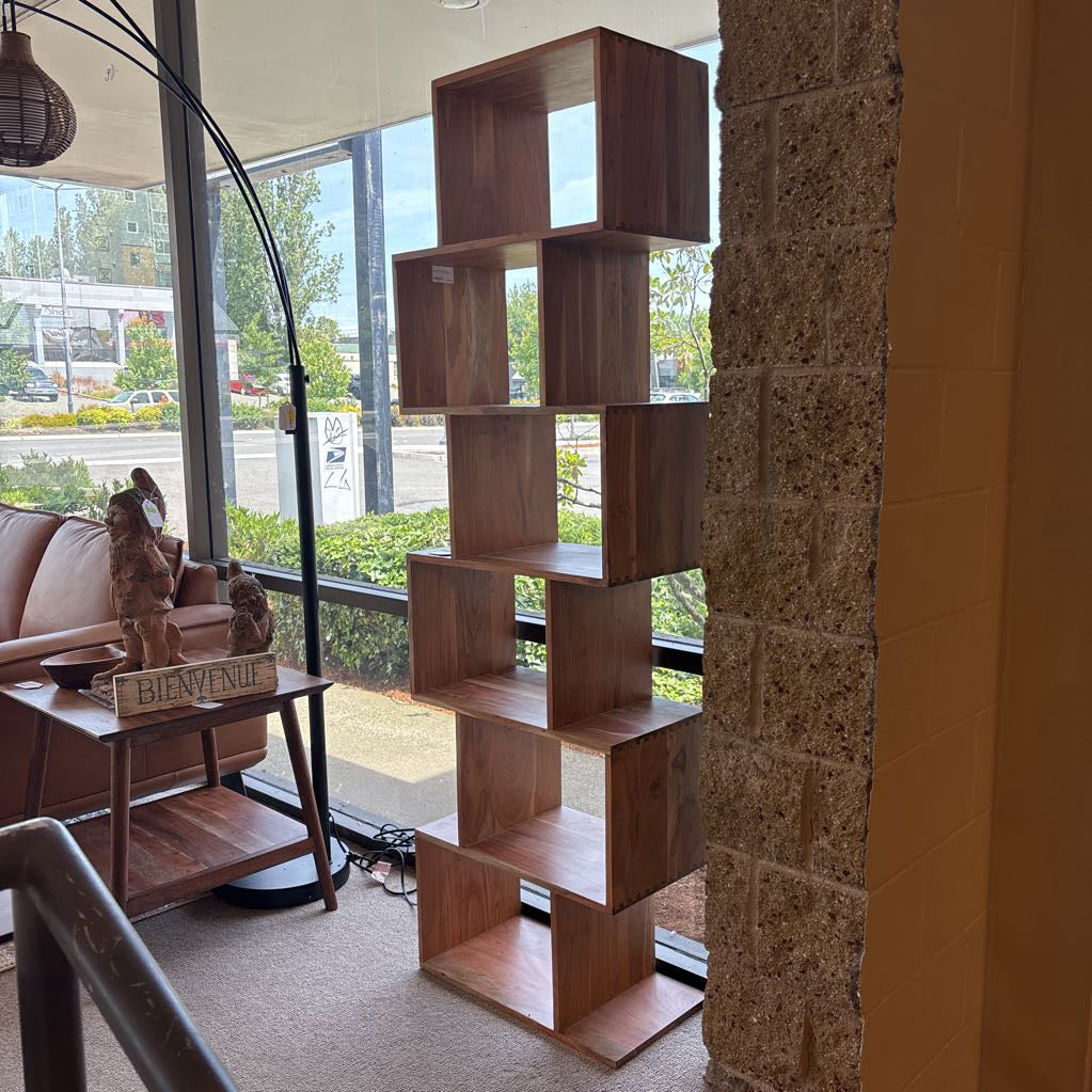 Natural Acacia 6 Cube Shelf C BOOKSHELVES