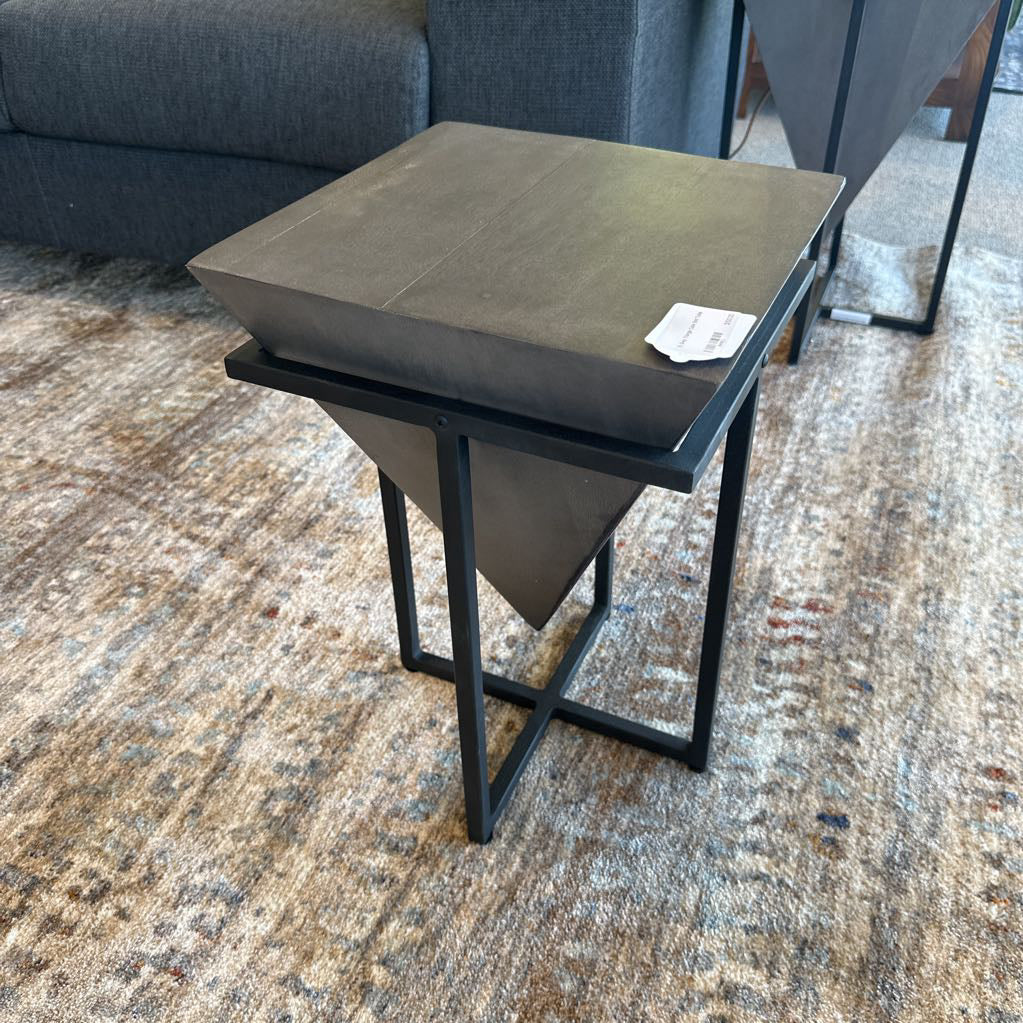S. Grey Triangle Cube End Table