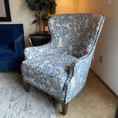 Crate & Barrel Blue & White Paisley Accent Chair U ACCENT CHAIRS