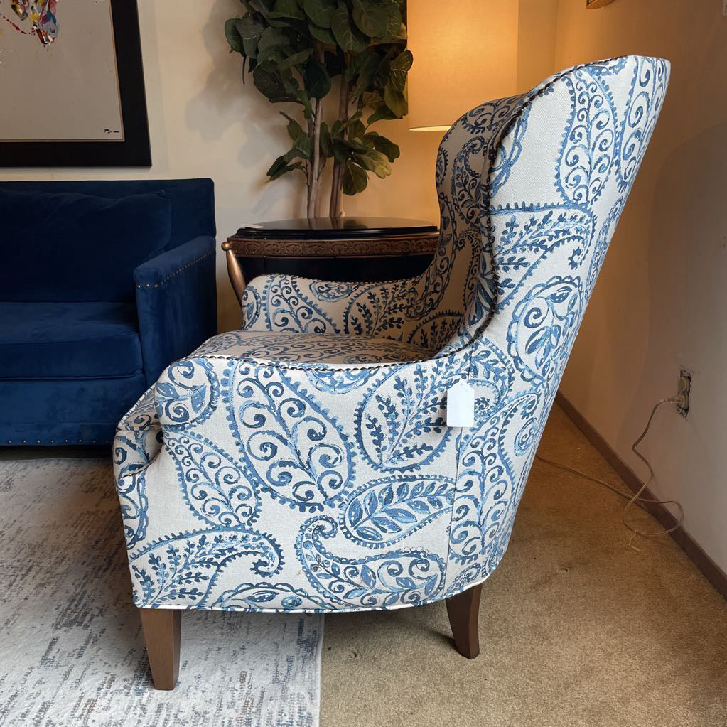Crate & Barrel Blue & White Paisley Accent Chair U ACCENT CHAIRS