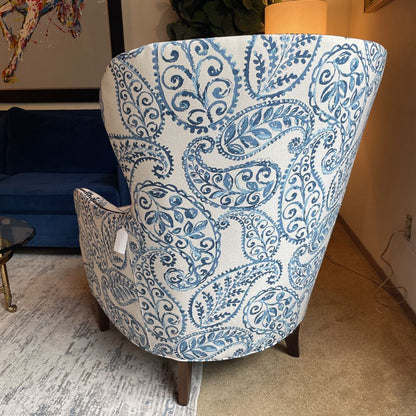Crate & Barrel Blue & White Paisley Accent Chair U ACCENT CHAIRS