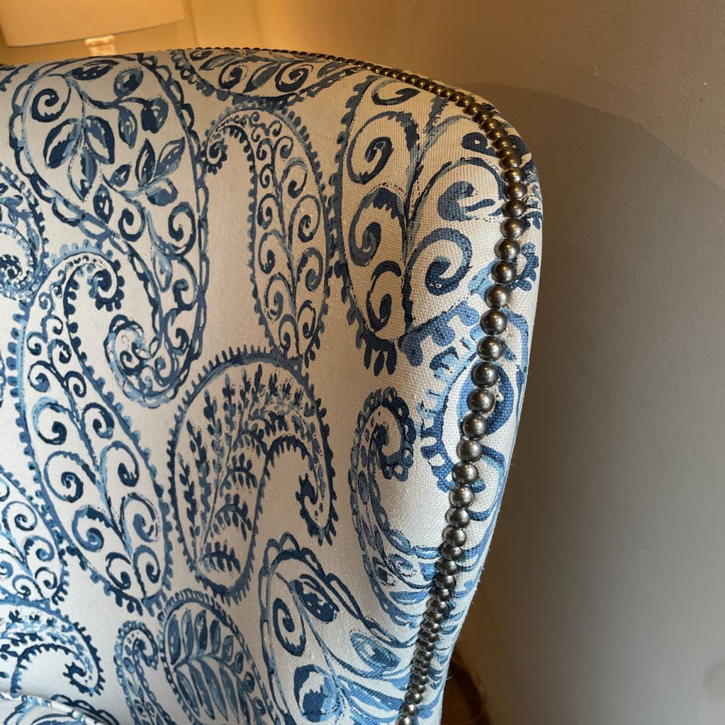 Crate & Barrel Blue & White Paisley Accent Chair U ACCENT CHAIRS