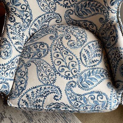 Crate & Barrel Blue & White Paisley Accent Chair U ACCENT CHAIRS